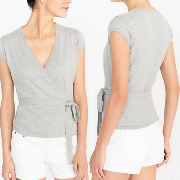 short sleeve wrap sweater